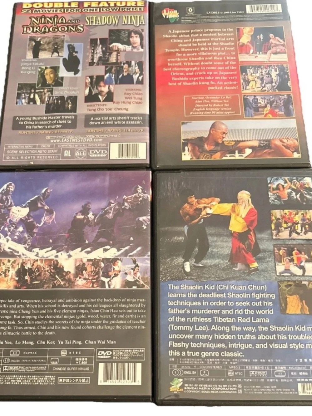 Shaolin v Ninja & Martial Arts DVD Double Feature - Red, Yellow, Black Covers
